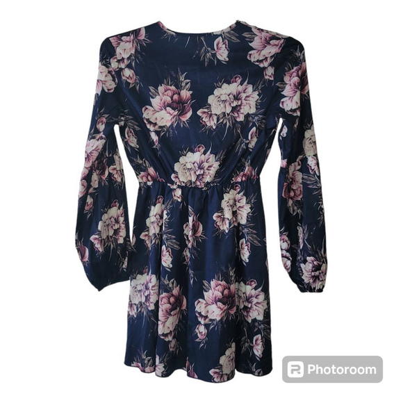 Women's Shein Floral Wrap Dress Size XS Blue - Picture 3 of 10